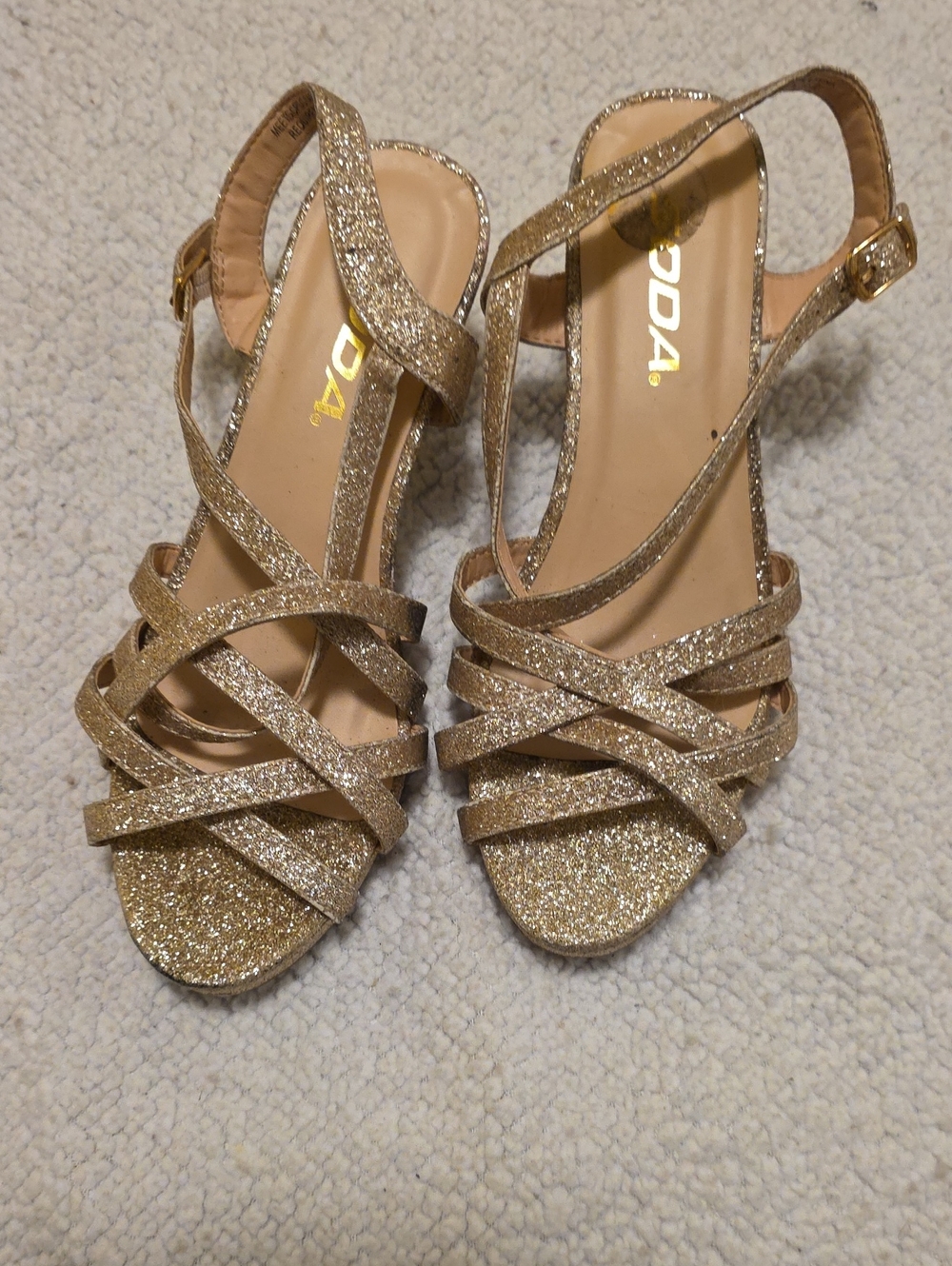 Ada Gold Glitter Strappy Heeled Kids shoes